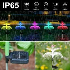 Weepong Solar Garden Lights Waterproof Newest Solar Outdoor Lights Decorative 7 Color Changing Double Jellyfish And Butterfly Solar Flower Lights For Christmas Pool Outdoor Yard Garden Decor, 3 Pack -Xmas Lighting Shop 81O9we1gorL. AC SL1500