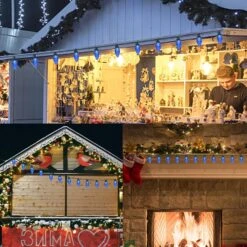 C9 Christmas Lights, 50 LEDs 24.5FT Faceted String Lights Connectable Commercial Grade Indoor Outdoor, 120V UL Certified Xmas Strawberry Tree Light Strand For Halloween Garden Patio Parties, Blue -Xmas Lighting Shop 81Oze8uePtL. AC SL1500