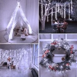 Fairy Lights Plug In, 10Feet 200 LEDs Firecracker String Lights With Remote, Christmas Lights Cluster Starry String Lights For Ceiling Bedroom Wreath Garland Window Christmas Decoration, Pure White -Xmas Lighting Shop 81PNFq rjnL. AC SL1500