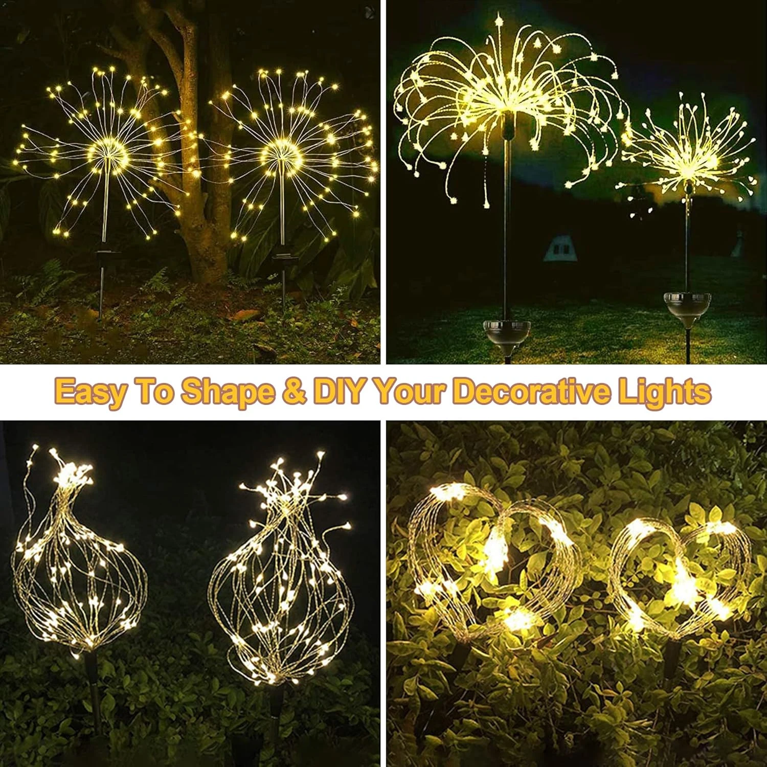 Serpouliom Solar Garden Lights, Firework Lights Outdoor 2 Pack 180 LED Solar Lights Outdoor Waterproof Landscape Lamp, Decor For Courtyard Garden Christmas Party (Warm White) 5 Serpouliom Solar Garden Lights, Firework Lights Outdoor 2 Pack 180 LED Solar Lights Outdoor Waterproof Landscape Lamp, Decor For Courtyard Garden Christmas Party (Warm White) - Image 5
