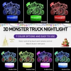 Monster Truck Night Light 3D LED Illusion Lamp 7 Color Changing With Remote Dimmable Room Decor For Boys Kids Grandson Birthday Christmas Gifts -Xmas Lighting Shop 81PS7nOSqdL. AC SL1500