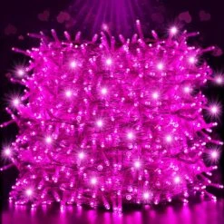 600LED Pink String Lights, 197FT Valentine Fairy Lights Clear Wire 8 Lighting Modes, Extendable Waterproof Romantic Pink Christmas Lights For Wedding Girls Birthday Party Valentine's Day Decorations