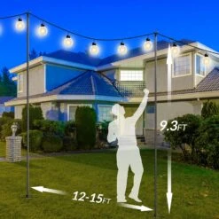 Walensee String Light Poles With Hook Outdoor Metal Lighting Pole For Hanging String Lights For Garden Party 9.4FT Lights Hanger With 5-Prong Fork Steel Stand Holder For Patio Christmas Wedding 4 Pack -Xmas Lighting Shop 81PYhuvodXL. AC SL1500