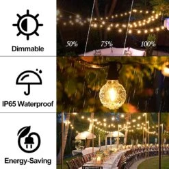 50FT Outdoor Patio String Lights, Outside G40 LED Globe Lights Waterproof UL Listed Connectable Hanging Lights With 25 Shatterproof Plastic Bulbs (2 Spare) For Backyard Porch Balcony Christmas Party -Xmas Lighting Shop 81Pr5wD9cHL. AC SL1500