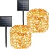Solar String Lights Outdoor Waterproof, 2 Packs Total 132 Ft 400 LED Solar Fairy Lights With 8 Modes, Twinkle Solar Powered Outdoor Lights For Patio Yard Trees Wedding Christmas, Warm White