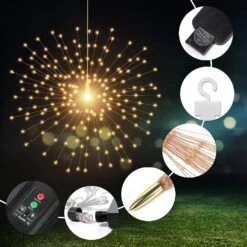 4Pack 800LED Solar Starburst Sphere Lights,Firework Lights Remote Control Timer 8 Modes Dimmable Waterproof Hanging Fairy Light, Copper Wire Sparkly Lights For Patio Party Tent Christmas (Warm White) -Xmas Lighting Shop 81QOqBOz0nL. AC SL1500