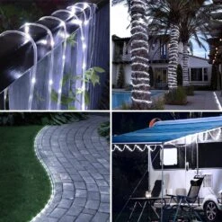 POTIVE 2 Pack Solar Rope Lights, 33 Ft 100 LED Solar Rope Lights Outdoor Waterproof, 8 Modes Solar String Lights For Patio Pool Garden Wedding Fence Walkway Christmas Decor (White) -Xmas Lighting Shop 81QPlhVxpNL. AC SL1500