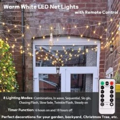 Echsoari Battery Operated Net Lights, 100 LED Net Fairy Lights 8 Modes Remote Timer Dimmable Garden Patio Mesh Lighting For Bush Deck Fence Wall Party Wedding Christmas Decor (Warm White) 10 Echsoari Battery Operated Net Lights, 100 LED Net Fairy Lights 8 Modes Remote Timer Dimmable Garden Patio Mesh Lighting For Bush Deck Fence Wall Party Wedding Christmas Decor (Warm White) -Xmas Lighting Shop 81Qc28xrADL. AC SL1500