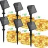 6 Pack Solar String Lights Outdoor Waterproof Total 157FT 480 LED Solar Fairy Lights 8 Modes Copper Wire Twinkle Lights For Patio Yard Trees Garden Christmas Decorations Wedding Party(Warm White)