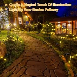 12 Pieces 10 LED Solar Powered Firefly Lights Starburst Swaying Light Solar Lights Outdoor Waterproof Solar Christmas Decorations Outdoor Yard Decorative Flexible Landscape Path Lights, Warm White -Xmas Lighting Shop 81RNK5xJ6L. AC SL1500
