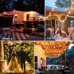 Jedavai LED Outdoor String Lights 40Ft Shatterproof Waterproof ST38 Vintage Edison Bulbs Patio Lights Energy Saving Hanging Outdoor Lights For Christmas Porch Deck Garden Backyard Wedding Party -Xmas Lighting Shop 81RRZDHAkwL. AC SL1500
