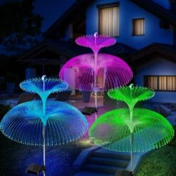 BEIDOULU Solar Garden Lights - New Upgraded Solar Jellyfish Lights 3 Pack Solar Lights For Outside Solar Outdoor Waterproof Lights For Pathway Yard Patio Lawn Christmas Party Decor