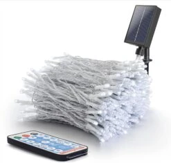 Mimigogo Solar String Lights Outdoor,500 LED 165FT Christmas Lights With 8 Modes And Timer, Remote Control For Holiday Patio Garden Party Decor(White)