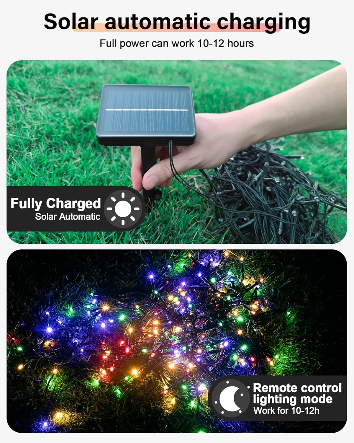 Acina 2 Pack Each 250 LED 85FT 8Modes Solar Powered String Lights Outdoor Waterproof, Solar Christmas Tree Lights Green Wire For Birthday Party Wedding Garden Patio Yard(Warm White & Multiple Colors) 5 Acina 2 Pack Each 250 LED 85FT 8Modes Solar Powered String Lights Outdoor Waterproof, Solar Christmas Tree Lights Green Wire For Birthday Party Wedding Garden Patio Yard(Warm White & Multiple Colors) - Image 5