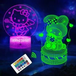 NLUOYLF Kitty Lamp (2 Patterns),Cat Night Light For Kids,Kitty Room Decor,16 Colors Change With Remote,Christmas And Birthday Party Supplies For Boys/Girls
