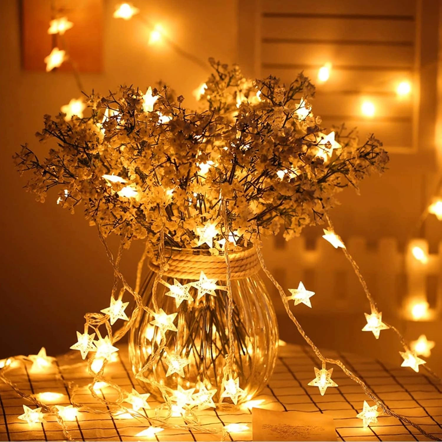 Traveant Star Lights Star String Lights 15Ft 50 LED Star Fairy Lights Battery Operated Waterproof Indoor Outdoor Twinkle Christmas Lights For Bedroom Party Wedding Xmas Tree Decoration (Warm White) 5 Traveant Star Lights Star String Lights 15Ft 50 LED Star Fairy Lights Battery Operated Waterproof Indoor Outdoor Twinkle Christmas Lights For Bedroom Party Wedding Xmas Tree Decoration (Warm White) - Image 5