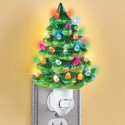 AMENA Ceramic Christmas Tree Night Light - 6" H, Nostalgic, Decorative Bathroom Decoration. Hand Painted (Green) -Xmas Lighting Shop 81SOl5QCoPL. AC SL1500
