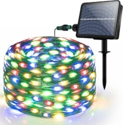 Ollny Solar Christmas Lights, Solar String Lights IP67 Waterproof 100FT 300LED Super Long Outdoor Solar Fairy Lights 8 Light Modes And 3 Timers Solar Powered Christmas Rope Lights For Garden House