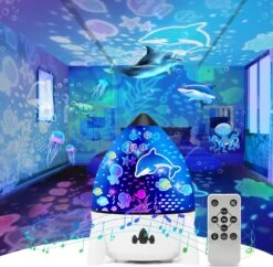 Night Light Projector For Kids - Bedroom Star Projector With Galaxy Planets, Animals Dinosaur World, Constellations, Birthday, Sea World, Christmas, Cupid, Halloween Themes, Gifts For Boys, Girls