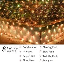 Solar Net Lights Outdoor, 240 LED Warm White Mesh Lights Waterproof, 2 Power Supply 11.5ft X 5ft 8 Modes Green Wire String Lights With Remote For Bushes Trees Patio Garden Shrubs Christmas Decoration 10 Solar Net Lights Outdoor, 240 LED Warm White Mesh Lights Waterproof, 2 Power Supply 11.5ft X 5ft 8 Modes Green Wire String Lights With Remote For Bushes Trees Patio Garden Shrubs Christmas Decoration -Xmas Lighting Shop 81T0vR8DUFL. AC SL1500