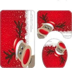 Merry Christmas Shower Curtain Sets For Bathroom, 4Pcs Xmas Shower Curtain/Non-Slip Bathroom Rugs/Lid Toilet Cover/Bath Mat, Funny Santa Claus Elk Snowman Bell Car Carpet Decor(Happy Elk) 15 Merry Christmas Shower Curtain Sets For Bathroom, 4Pcs Xmas Shower Curtain/Non-Slip Bathroom Rugs/Lid Toilet Cover/Bath Mat, Funny Santa Claus Elk Snowman Bell Car Carpet Decor(Happy Elk) -Xmas Lighting Shop 81T2OwB3qlL. AC SL1500