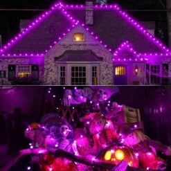 Brizled Purple Halloween Lights, 24.67ft 70 LED G12 Halloween String Lights, 120V Plugin Connectable Halloween Lights Green Wire Purple Lights For Halloween Christmas Tree Room Outdoor Indoor Decor -Xmas Lighting Shop 81TQhXQgsTL. AC SL1500