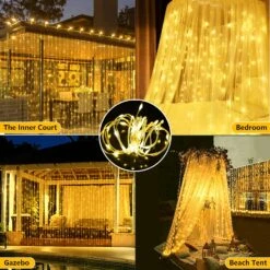 600LED Solar Curtain Fairy Lights Outdoor, 20 * 10FT Solar Curtains String Lights Waterproof With Remote Control & 8 Modes, Upgarde Solar Panel And Tpye C Powered For Garden, Gazebo, Christmas Decor -Xmas Lighting Shop 81TSQseAJDL. AC SL1500