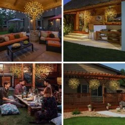 4 Pack Hanging Solar Firework Lights 480 LED Christmas Starburst Lights Copper Wire Outdoor Waterproof Lights 8 Modes Remote Control Fairy Decorative Lights For Patio, Eave, Garden Tree (Warm) -Xmas Lighting Shop 81TnRdakEVL. AC SL1500