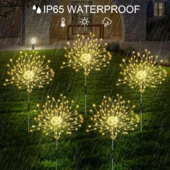 Solar Garden Lights, Firework Lights Outdoor 5 Pack 120 LED Solar Waterproof Decorative Starburst Lights Landscape Lamp Adjustable Brightness, Decor For Courtyard Garden Christmas Party(Warm White) -Xmas Lighting Shop 81TsO5BZIcL. AC SL1500