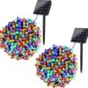 Joomer Solar Christmas Lights 72ft X 2 Pack 200 LED 8 Modes Solar String Lights Waterproof Solar Fairy Lights For Christmas Decorations (Multicolor)