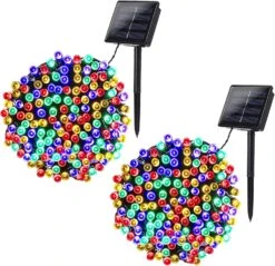 Joomer Solar Christmas Lights 72ft X 2 Pack 200 LED 8 Modes Solar String Lights Waterproof Solar Fairy Lights For Christmas Decorations (Multicolor)