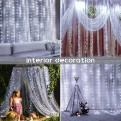 Hopolon Curtain String Lights With Remote,300LED 8 Modes 9.8ftx9.8ft 4.5V USB Powered Curtain Lights For Home Wedding Christmas Party Family Patio Garden Bedroom Outdoor Indoor Wall Decor(Cool White) 11 Hopolon Curtain String Lights With Remote,300LED 8 Modes 9.8ftx9.8ft 4.5V USB Powered Curtain Lights For Home Wedding Christmas Party Family Patio Garden Bedroom Outdoor Indoor Wall Decor(Cool White) -Xmas Lighting Shop 81U08Lt icL. AC SL1500