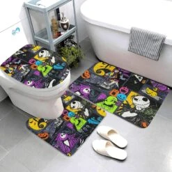 LAYINUSG 4Pcs Nightmare Before Christmas Shower Curtain Set With Non-Slip Rugs, Toilet Lid Cover And Bath Mat, Halloween Xmas Winter Holiday Bathroom Decor Sets With 12 Hooks 72 X 72 Inches 11 LAYINUSG 4Pcs Nightmare Before Christmas Shower Curtain Set With Non-Slip Rugs, Toilet Lid Cover And Bath Mat, Halloween Xmas Winter Holiday Bathroom Decor Sets With 12 Hooks 72 X 72 Inches -Xmas Lighting Shop 81U0bb9ZX7L. AC SL1500