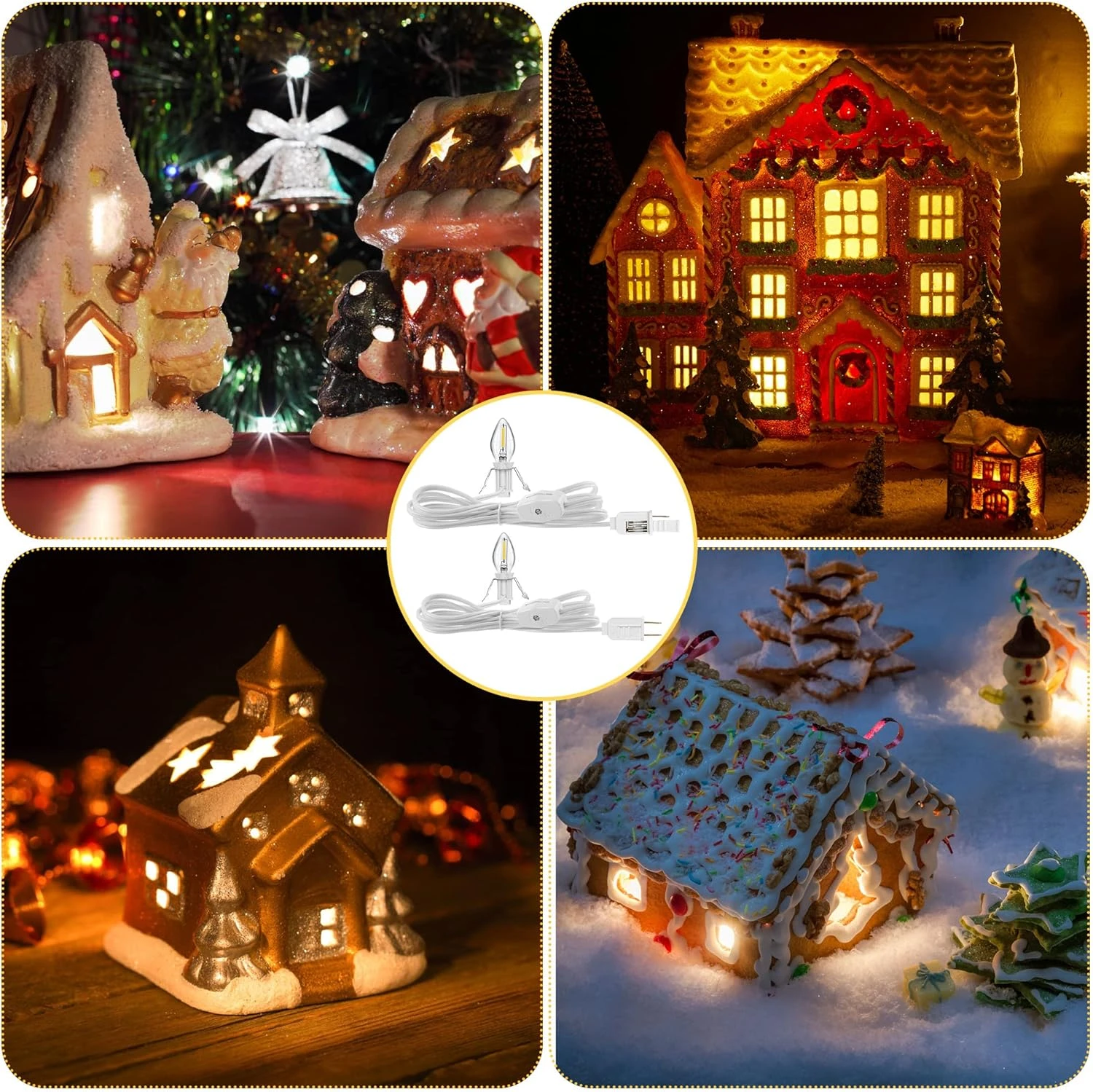 Feekoon 20 Pcs Accessory Cord With LED Light Bulb, 6 Ft Blow Mold Light Cord With Switch Plugs For Halloween Pumpkins Christmas Village Houses And Craft Projects Decoration 6 Feekoon 20 Pcs Accessory Cord With LED Light Bulb, 6 Ft Blow Mold Light Cord With Switch Plugs For Halloween Pumpkins Christmas Village Houses And Craft Projects Decoration - Image 6