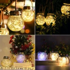 Solar Lantern Solar Lights Outdoor Waterproof 6-Pack,2 Modes Multi-Color+ Warm Solar Powered Hanging Lights Cracked Glass Hanging Globes For Christmas Decoration, Shepherd Hook, Garden Tree Ornaments -Xmas Lighting Shop 81UXKj1P4L. AC SL1500