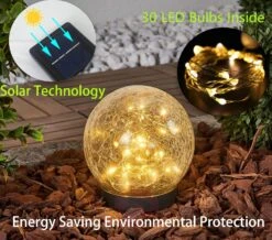 Garden Solar Lights Decorative,2 Packs Cracked Glass Solar Ball Lights Outdoor Waterproof, LED Outdoor Globe Lights,Outside Decor For Lawn Patio Yard Pathway Christmas Garden Decor（Warm White -Xmas Lighting Shop 81V385HGtWL. AC SL1500