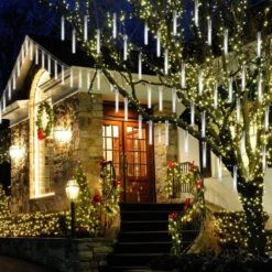 Blingstar Meteor Shower Lights Christmas Lights Outdoor 20 Tube 30 Cm 480 LED Connectable Falling Rain Lights Plug In Waterproof Icicle Lights Cascade For Xmas Tree Roof Party Wedding Decor,Cool White -Xmas Lighting Shop 81VQzqhKLpL. AC SL1500