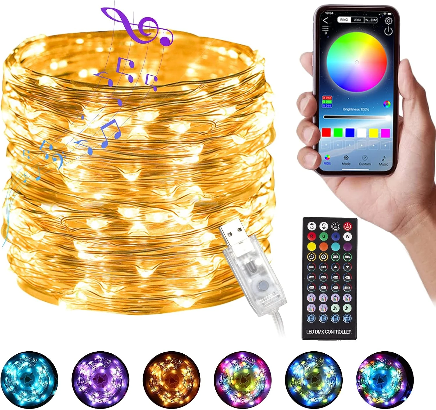 XTELARY Fairy Lights Plug In, 66ft 200 LED String Lights With Music Mode RGB Color Changing Twinkle Lights With Remote, App Control Christmas Fairy Lights For Bedroom, Party, Outdoor Indoor Decor 1 XTELARY Fairy Lights Plug In, 66ft 200 LED String Lights With Music Mode RGB Color Changing Twinkle Lights With Remote, App Control Christmas Fairy Lights For Bedroom, Party, Outdoor Indoor Decor