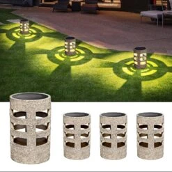 4 Pack Solar Garden Lights Outdoor Waterproof LED, Solar Rock Lights, Solar Yard Lights,Patio Decorative Landscape Lights Christmas Decor,Walkway Solar Lights For Pathway Grassland Backyard Driveway