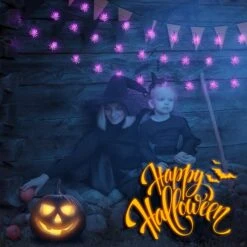 Oopswow YOUNGAR Halloween Decor Spider String Lights, Solar String Light,2PACK 20ft 30 LED Outdoor Decorative Lights For Patio, Garden, Gate, Yard, Halloween Christmas Decoration (2Pack,Spider) -Xmas Lighting Shop 81VydkYV1NL. AC SL1500