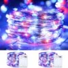 4th Of July Decorations Patriotic String Lights, 2 Pack 100LED Copper String Lights Outdoor Twinkle Lights For Fourth Of July, Christmas, Memorial Day, Independence Day Decor- Red White Blue