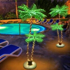 Solar Lighted Palm Trees For Outside Patio, Bar Pool Deck Outdoor Decorations Decor, Light Up LED Artificial Fake Tree Lights For Yard Tropical Party Christmas -Xmas Lighting Shop 81WHB4BJazL. AC SL1500