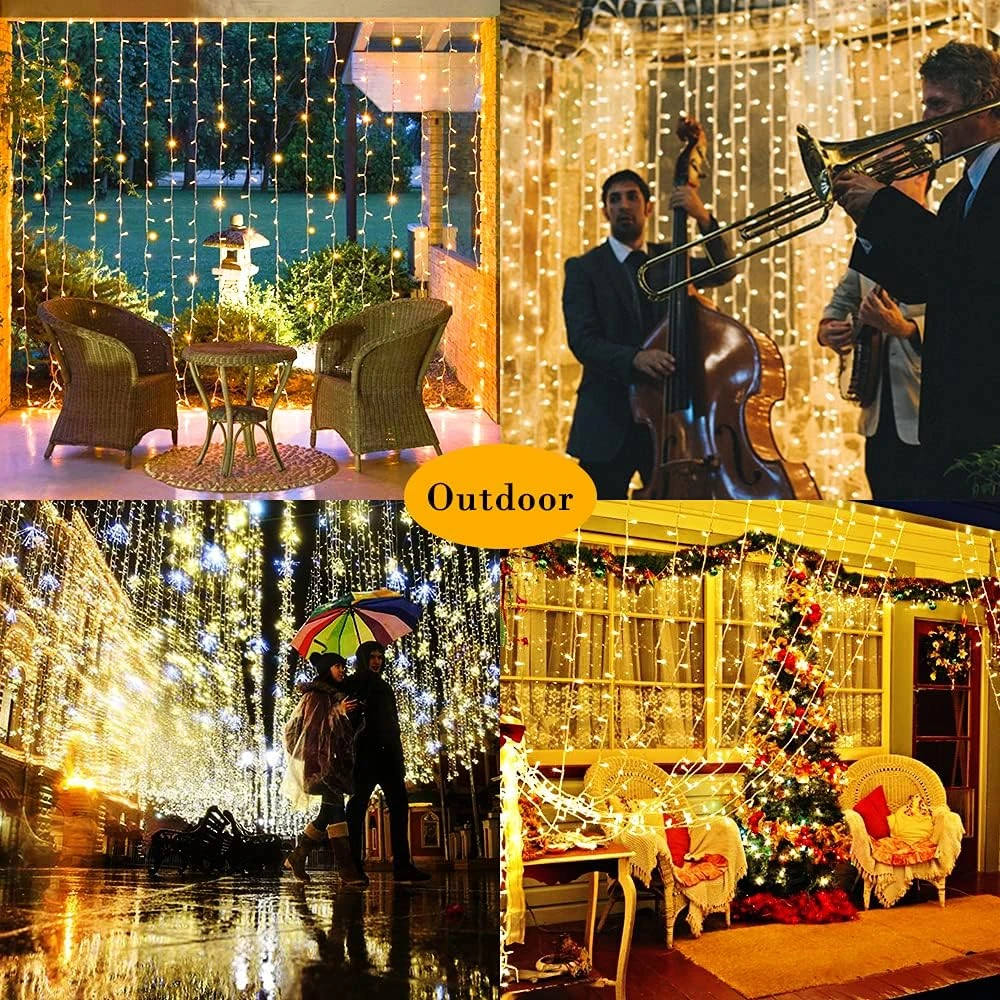 Upgraded Solar Curtain Lights Outdoor Garden Fairy String Lights 300 LED 8 Modes Remote Control Waterproof Solar Waterfall Lights For Gazebo Patio Party Festival Wedding Christmas Decorations(Warm) 5 Upgraded Solar Curtain Lights Outdoor Garden Fairy String Lights 300 LED 8 Modes Remote Control Waterproof Solar Waterfall Lights For Gazebo Patio Party Festival Wedding Christmas Decorations(Warm) - Image 5