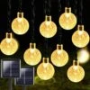 BHCLIGHT 2-Pack 100 LED 32FT Crystal Globe Solar String Lights Outdoor, Waterproof Solar Lights Outdoor Decorative With 8 Modes, Solar Powered Patio Lights For Garden Yard Party Christmas,Warm White