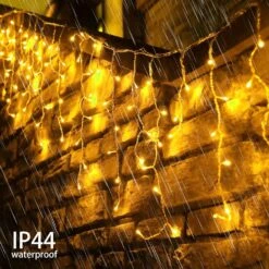 Kemooie 400 LED Outdoor Curtain Lights, 26.2FT X 3.3FT Curtain String Lights With 8 Shining Modes For Indoor Ceremony Birthday Christmas Party Bedroom Balcony Roof Decorations (Warm White) -Xmas Lighting Shop 81WnRuupmAL. AC SL1500