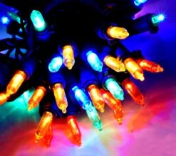 Holiday Essence LED Christmas Lights, 100 Multi Color String Lights For Indoor And Outdoor Decorative Use, Holiday And Tree Decor, Patio Hanging Lighting Decorations, Green Wire, 27 Ft -Xmas Lighting Shop 81X0FyytrpL. AC SL1500