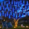 JMEXSUSS 2 Pack Solar Meteor Shower Lights, 16 Tube 288 LED Blue Meteor Christmas Lights, Solar Christmas Lights Outdoor Waterproof For Tree Christmas Decorations