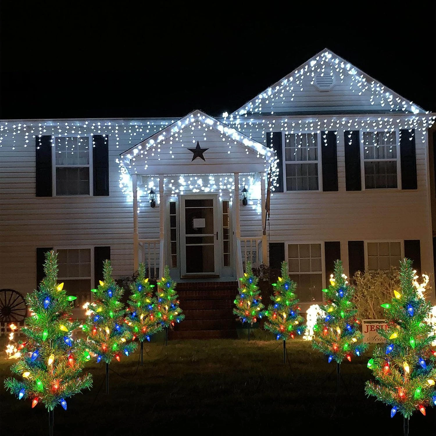 Homeleo 4 Set Solar Christmas Tree W/ 80pcs Multicolor C6 LED Christmas Lights For Outdoor Christmas Decorations,Solar Powered Prelit Small Christmas Tree For Holiday Outside Pathway Garden Yard Decor 2 Homeleo 4 Set Solar Christmas Tree W/ 80pcs Multicolor C6 LED Christmas Lights For Outdoor Christmas Decorations,Solar Powered Prelit Small Christmas Tree For Holiday Outside Pathway Garden Yard Decor - Image 2