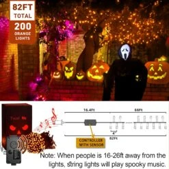 EAMBRITE Halloween Decorations 200 LED Halloween String Lights With Spooky Music Motion Sensor Controller Twinkle Waterproof Orange String Lights Plug In For Indoor Outdoor Tree Party Yard Christmas 12 EAMBRITE Halloween Decorations 200 LED Halloween String Lights With Spooky Music Motion Sensor Controller Twinkle Waterproof Orange String Lights Plug In For Indoor Outdoor Tree Party Yard Christmas -Xmas Lighting Shop 81XRX72XWLL. AC SL1500