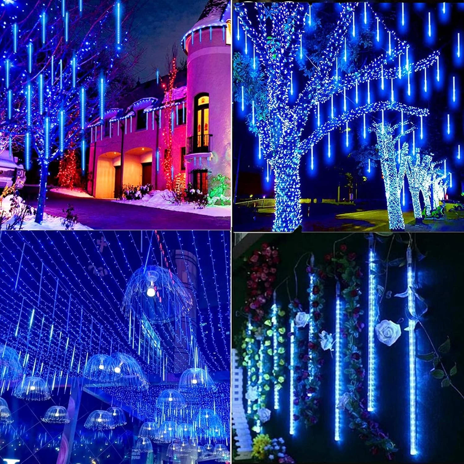 YEGUO Solar Meteor Shower Lights Outdoor, 8 Tubes 144 LED Meteor Christmas Lights, Falling Rain Lights For Party Tree Holiday Roof Wedding(Blue) 7 YEGUO Solar Meteor Shower Lights Outdoor, 8 Tubes 144 LED Meteor Christmas Lights, Falling Rain Lights For Party Tree Holiday Roof Wedding(Blue) - Image 7